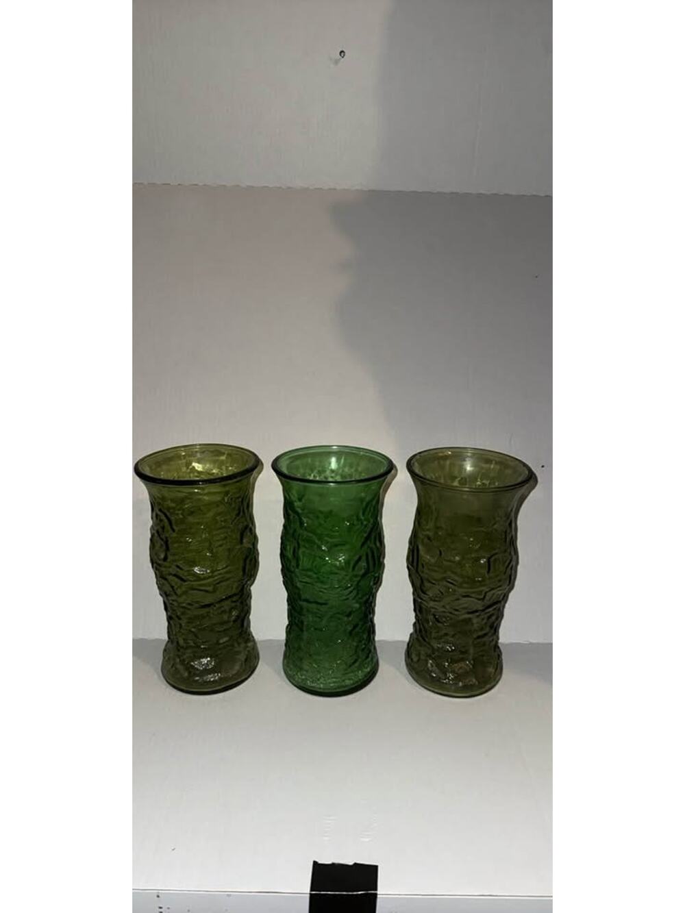 Vintage EO Brody Co Green Crinkle Glass Vase, Tall And Gorgeous